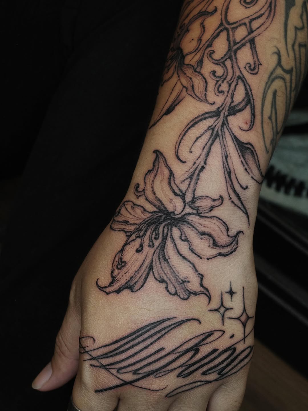 Tattoo by @gf.tattookorat — fine_line, black_and_grey