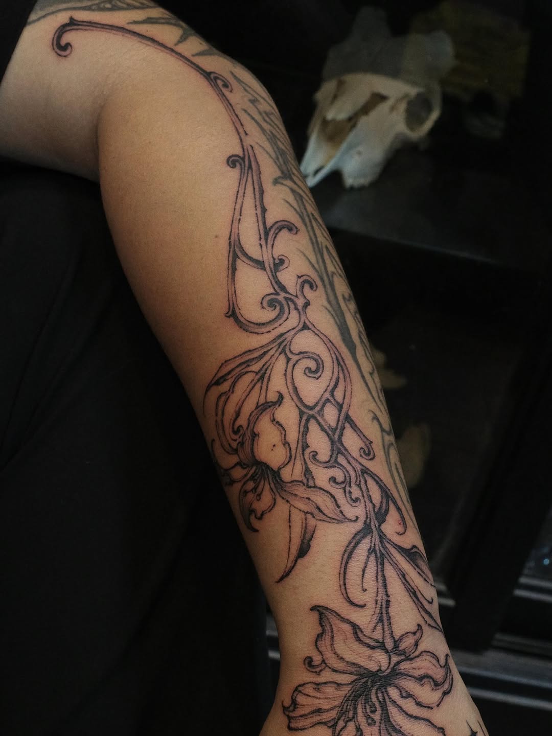 Tattoo by @gf.tattookorat — fine_line, black_and_grey