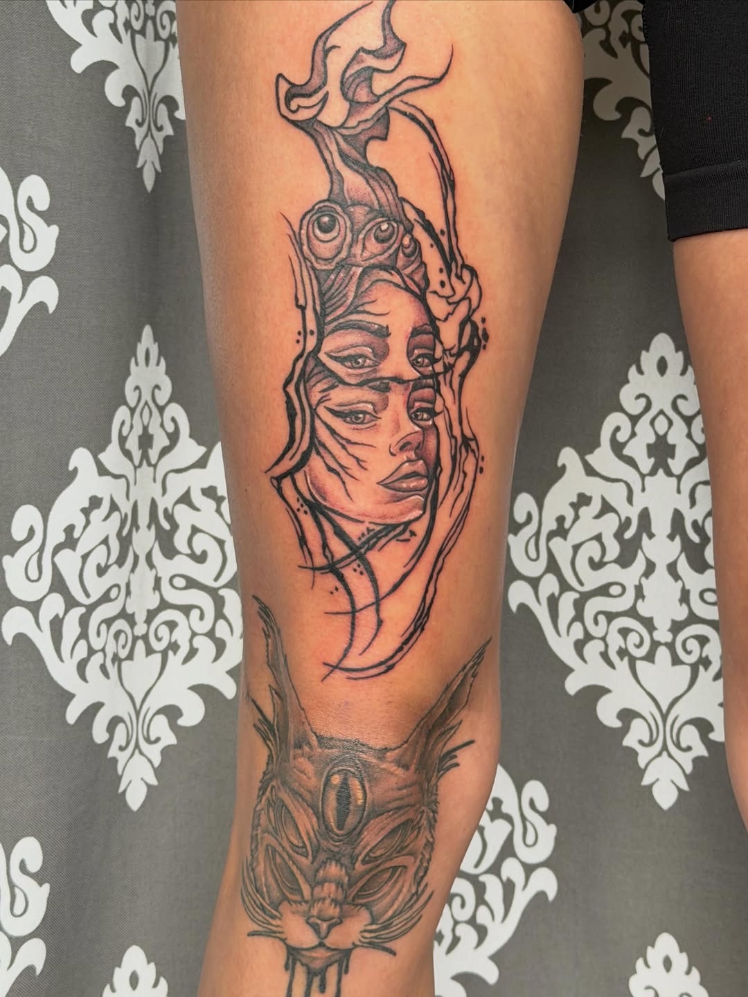 Tattoo by @anavrintattoo — dark_realism, black_and_grey