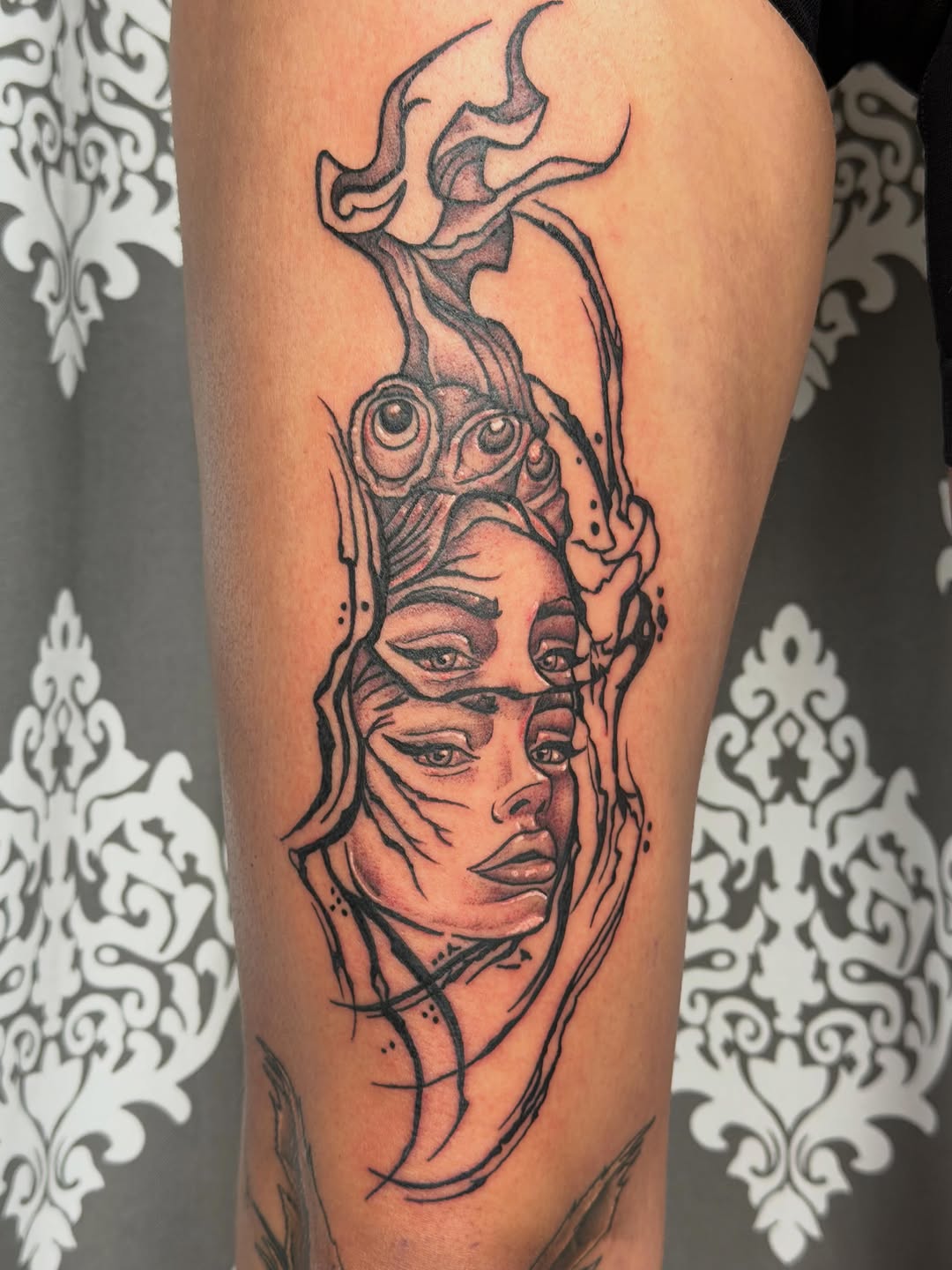 Tattoo by @anavrintattoo — black_and_grey, dark_realism