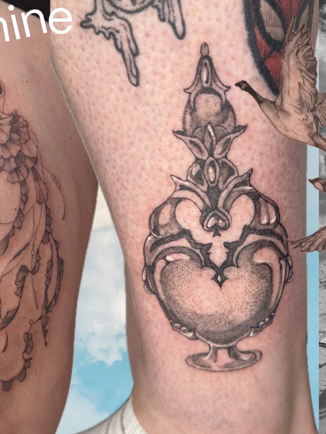 Tattoo by @sadiespadess — black_and_grey, ornamental