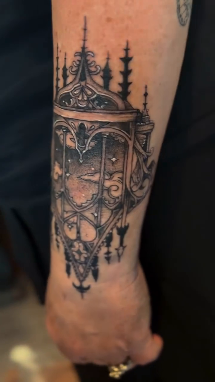 Tattoo by @aguilera_artistry — illustrative, black_and_grey