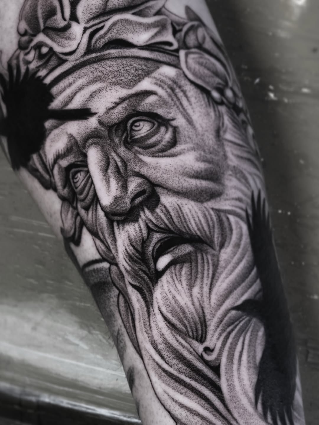 Tattoo by @deadcrown_ — realism, dotwork