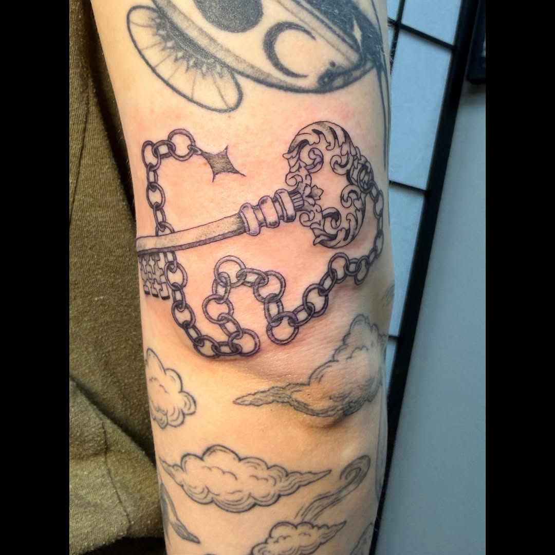 Tattoo by @artbydollface — black_and_grey, ornamental