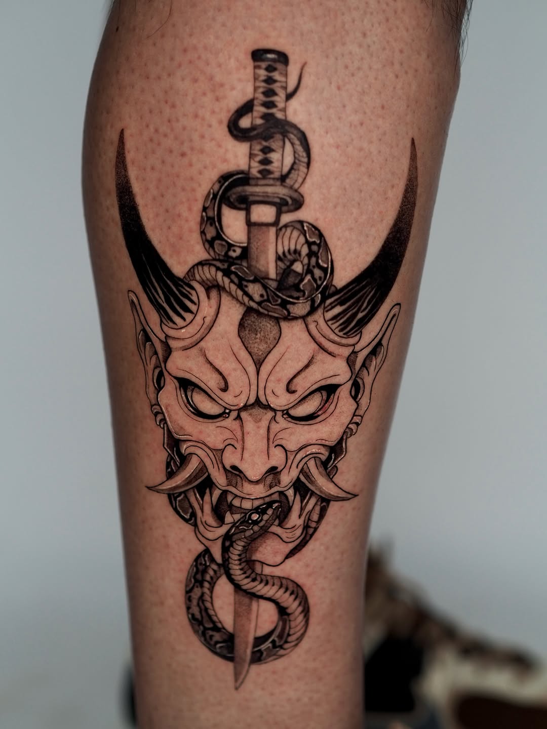 Tattoo by @caracaltattoo — japanese_irezumi, black_and_grey