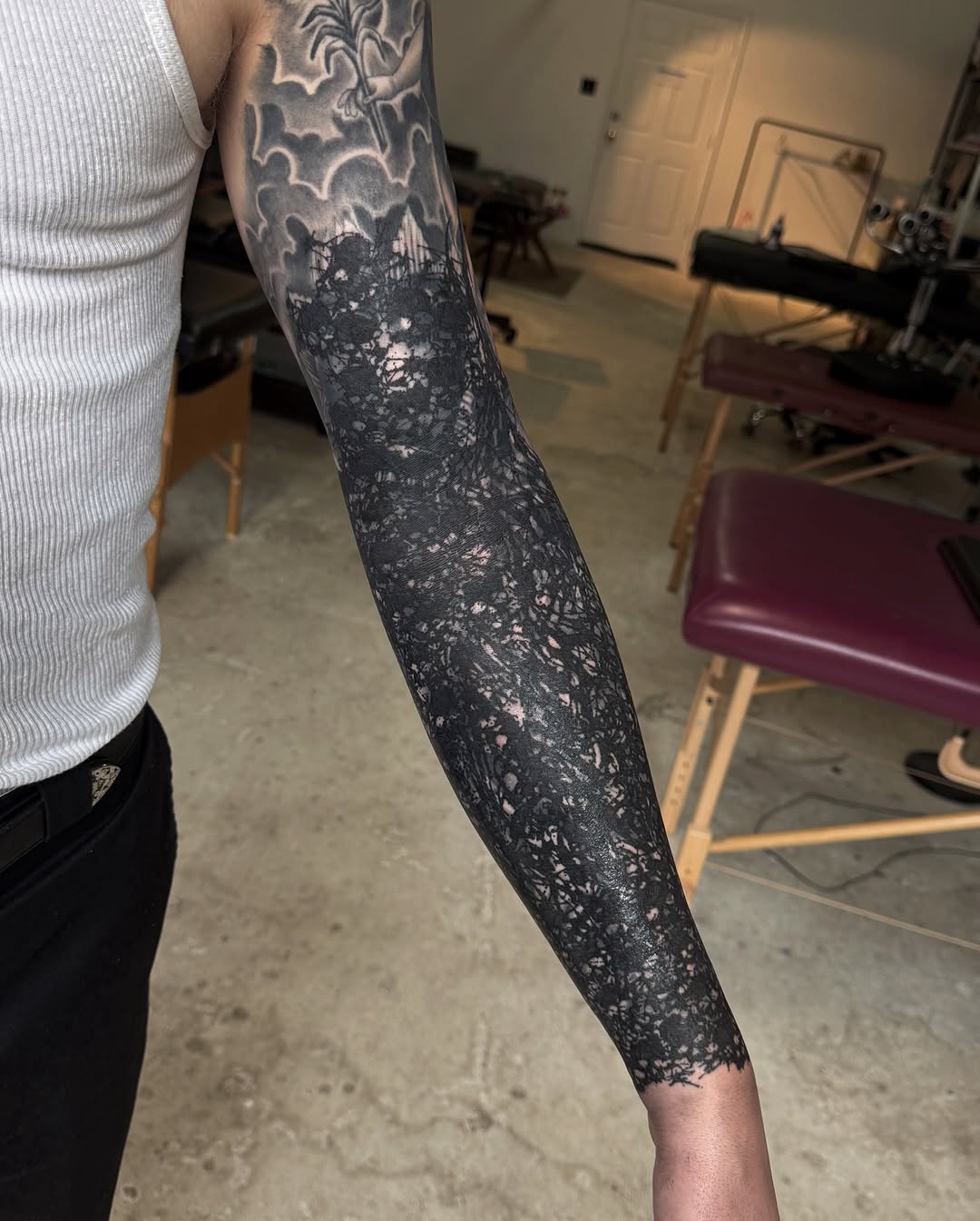 Tattoo by @miserymilkshake — blackwork, illustrative