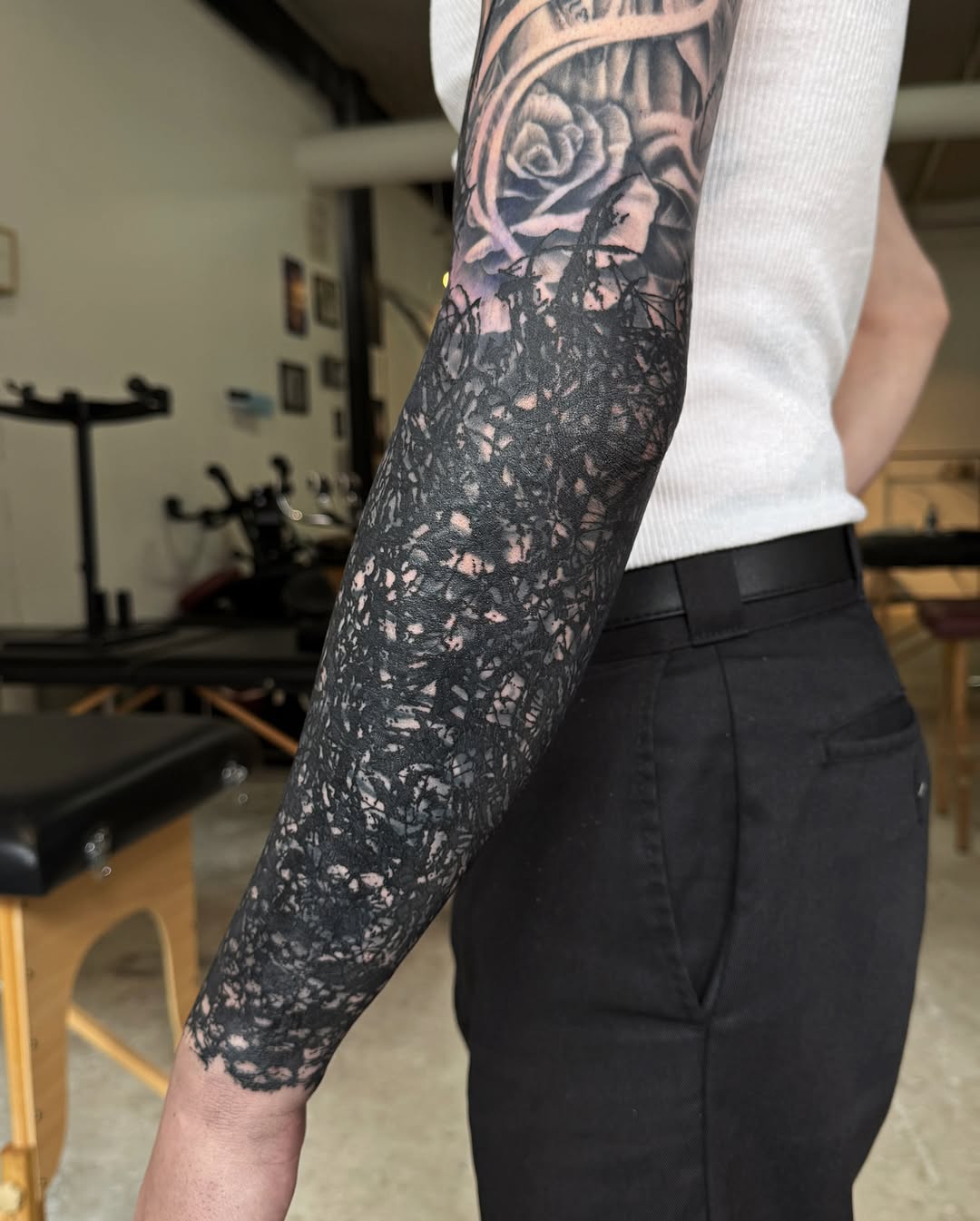 Tattoo by @miserymilkshake — blackwork, illustrative