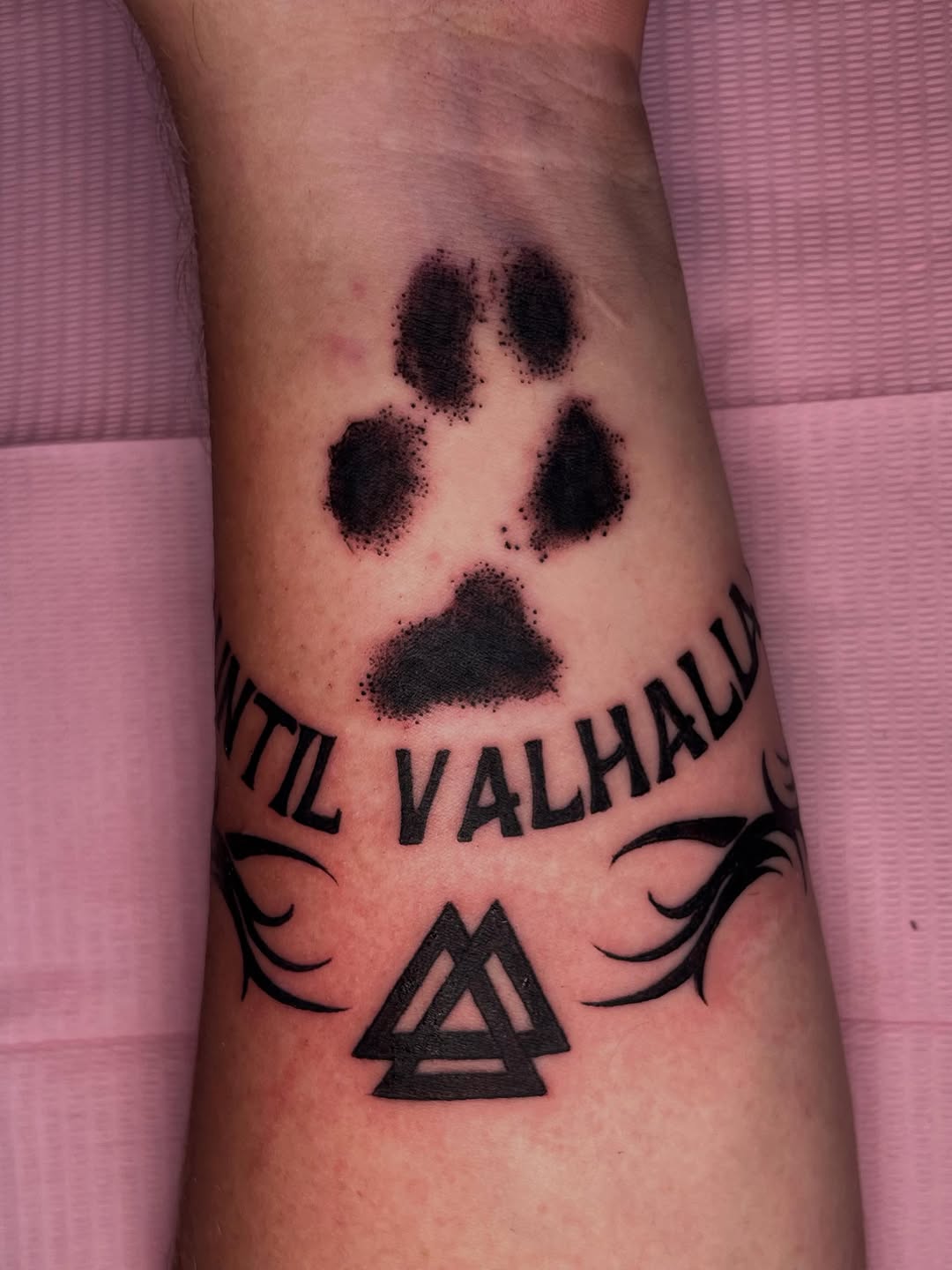 Tattoo by @jellyrat_tatts — lettering_script, blackwork