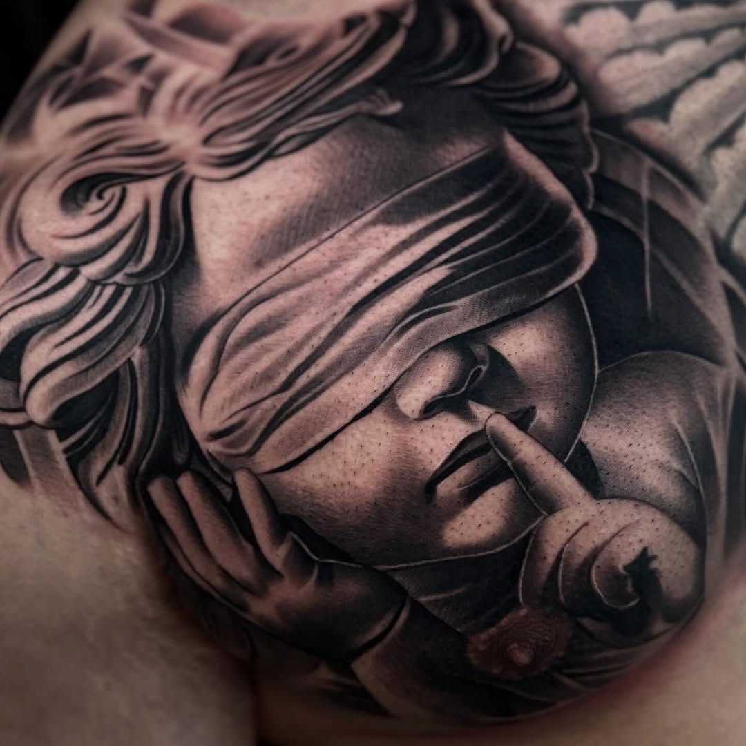Tattoo by @angel_damiangg β realism, black_and_grey