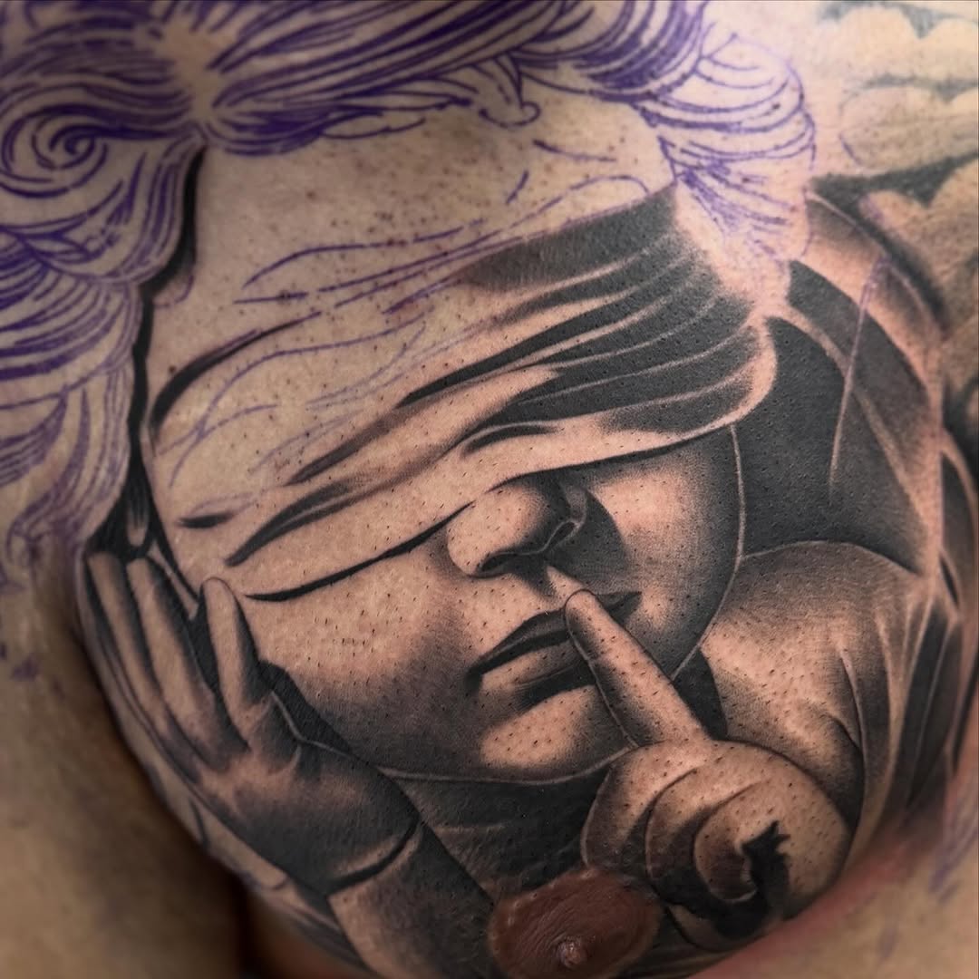 Tattoo by @angel_damiangg β realism, black_and_grey