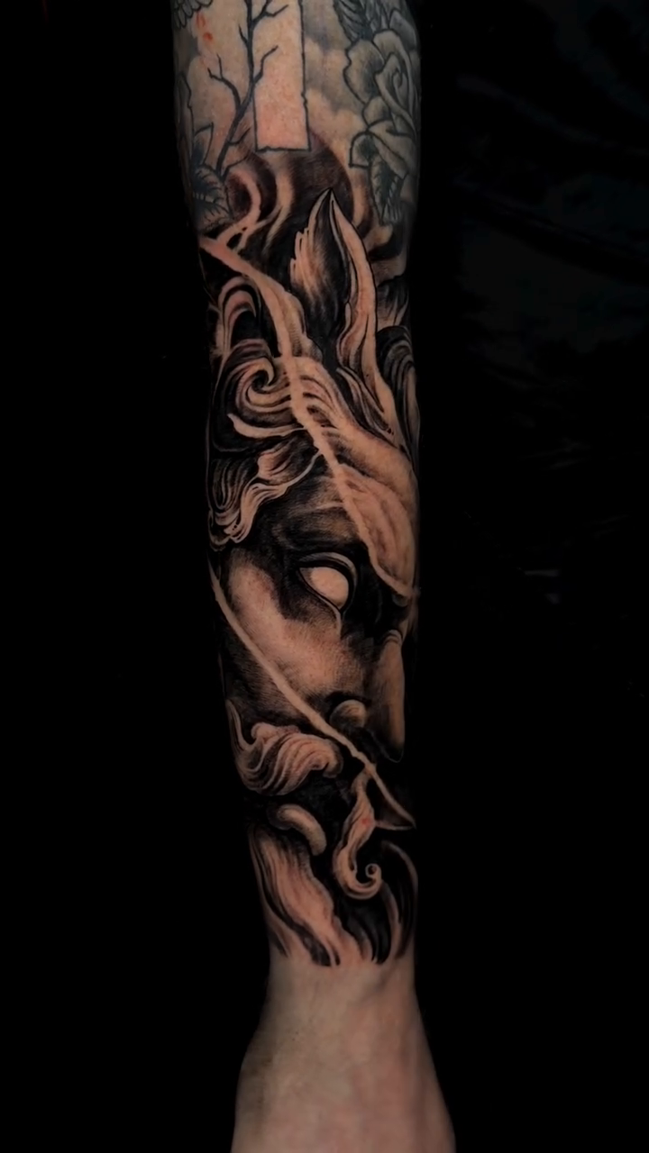 Tattoo by @dark_shadows_tattoo — dark_realism, black_and_grey