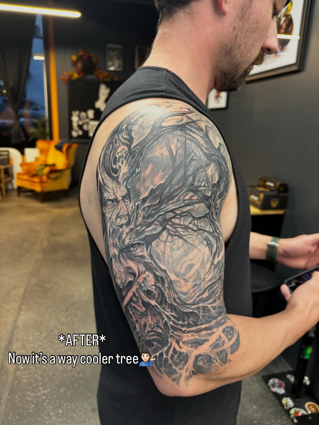 Tattoo by @inkmejohnny — dark_realism, black_and_grey