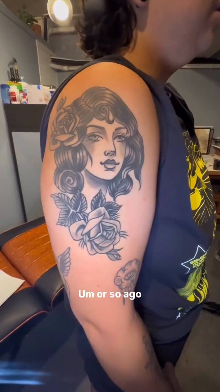 Tattoo by @kindaokaytatts — black_and_grey