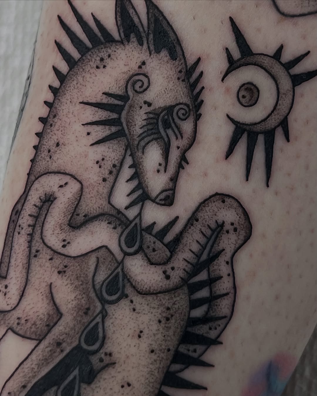 Tattoo by @onionrot — black_and_grey, dotwork
