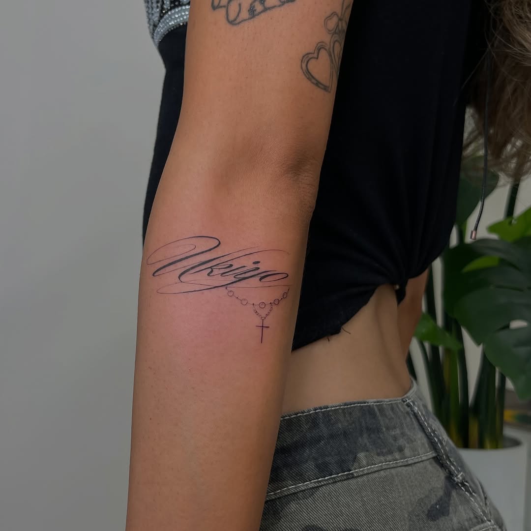 Tattoo by @inkwithd โ lettering_script, fine_line