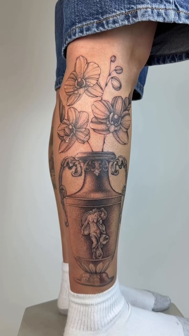 Tattoo by @uglyrae.tattoo — illustrative, black_and_grey