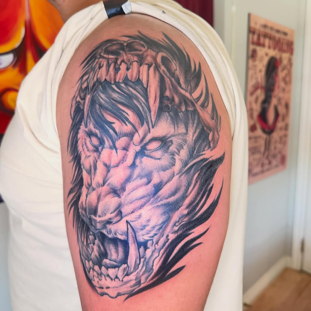 Tattoo by @ink5linger — black_and_grey, realism