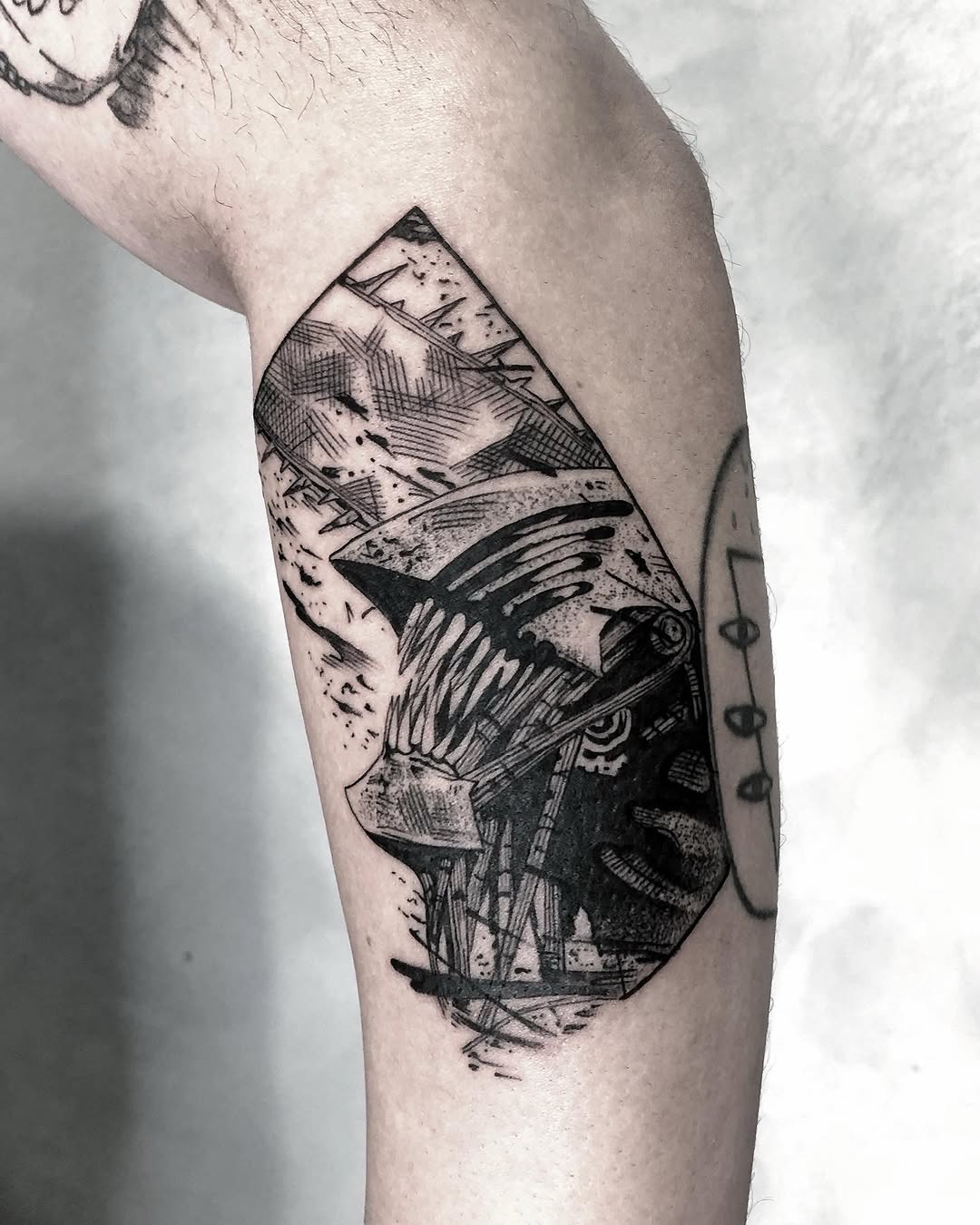 Tattoo by @godlikeadog โ blackwork, illustrative