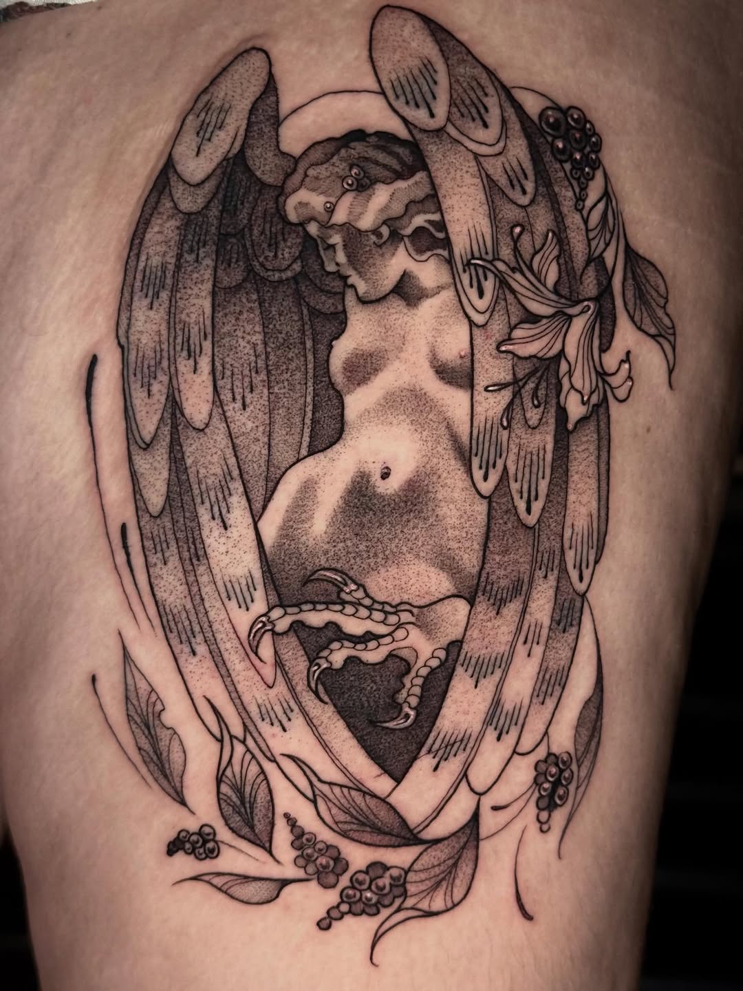 Tattoo by @mad_s_ink — black_and_grey, dotwork
