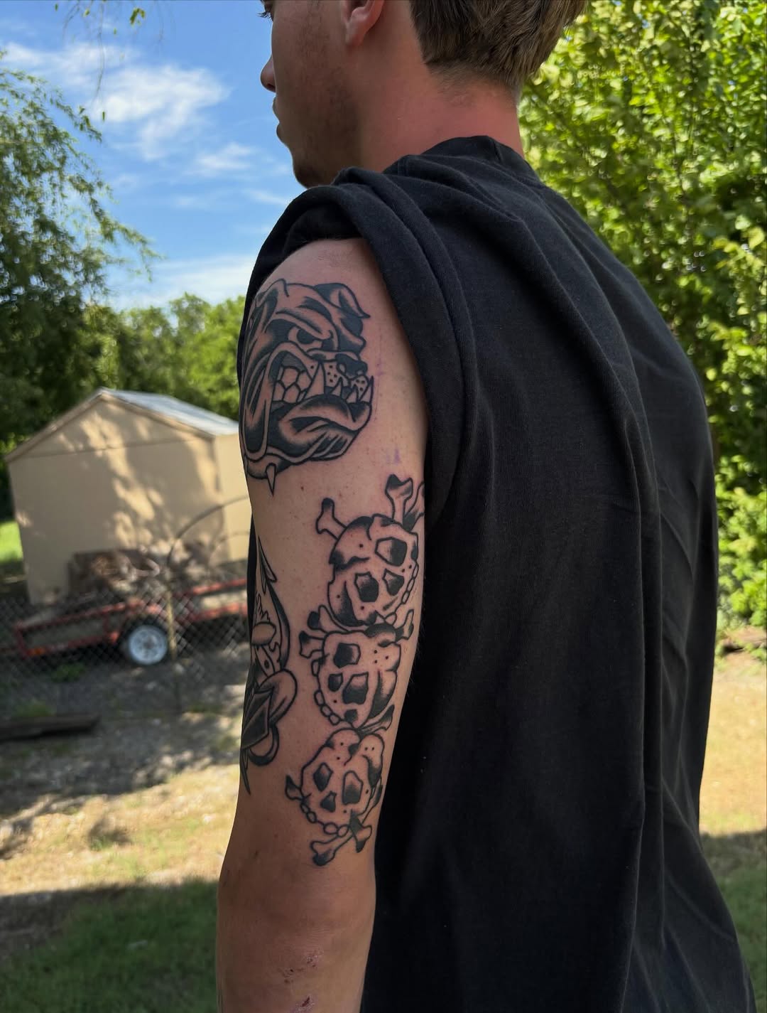 Tattoo by @gingertattts — american_traditional, black_and_grey