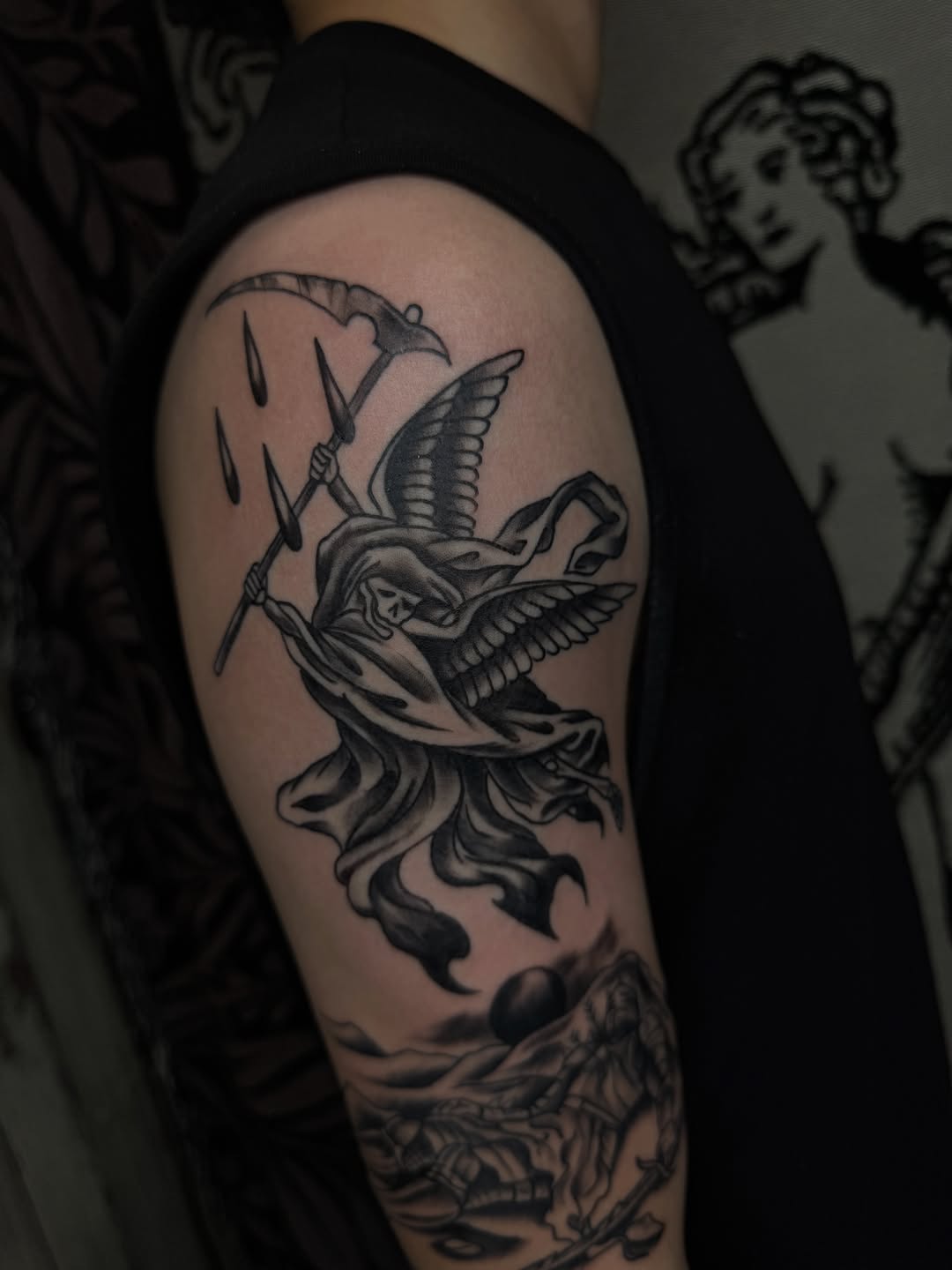 Tattoo by @rustoblack — black_and_grey, realism