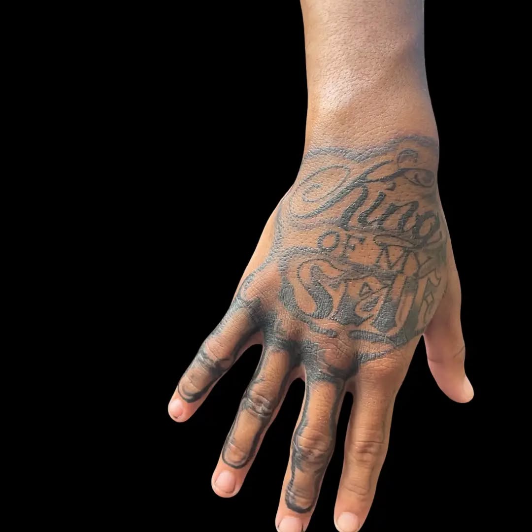 Tattoo by @inkbyhood508 โ lettering_script, chicano