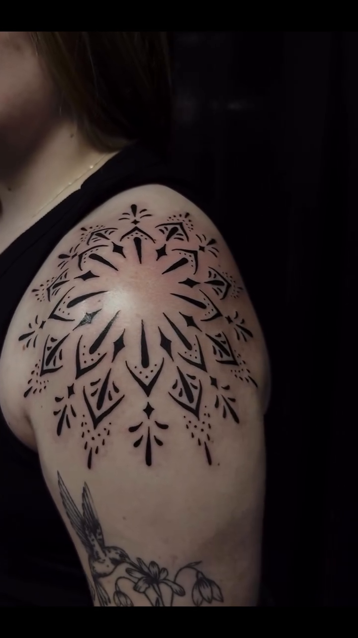Tattoo by @folklore.arts.tattoo β geometric, dotwork