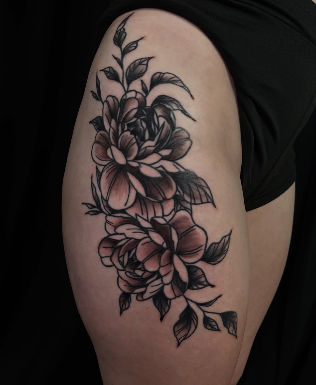 Tattoo by @inkdbybrit — black_and_grey, neo_traditional
