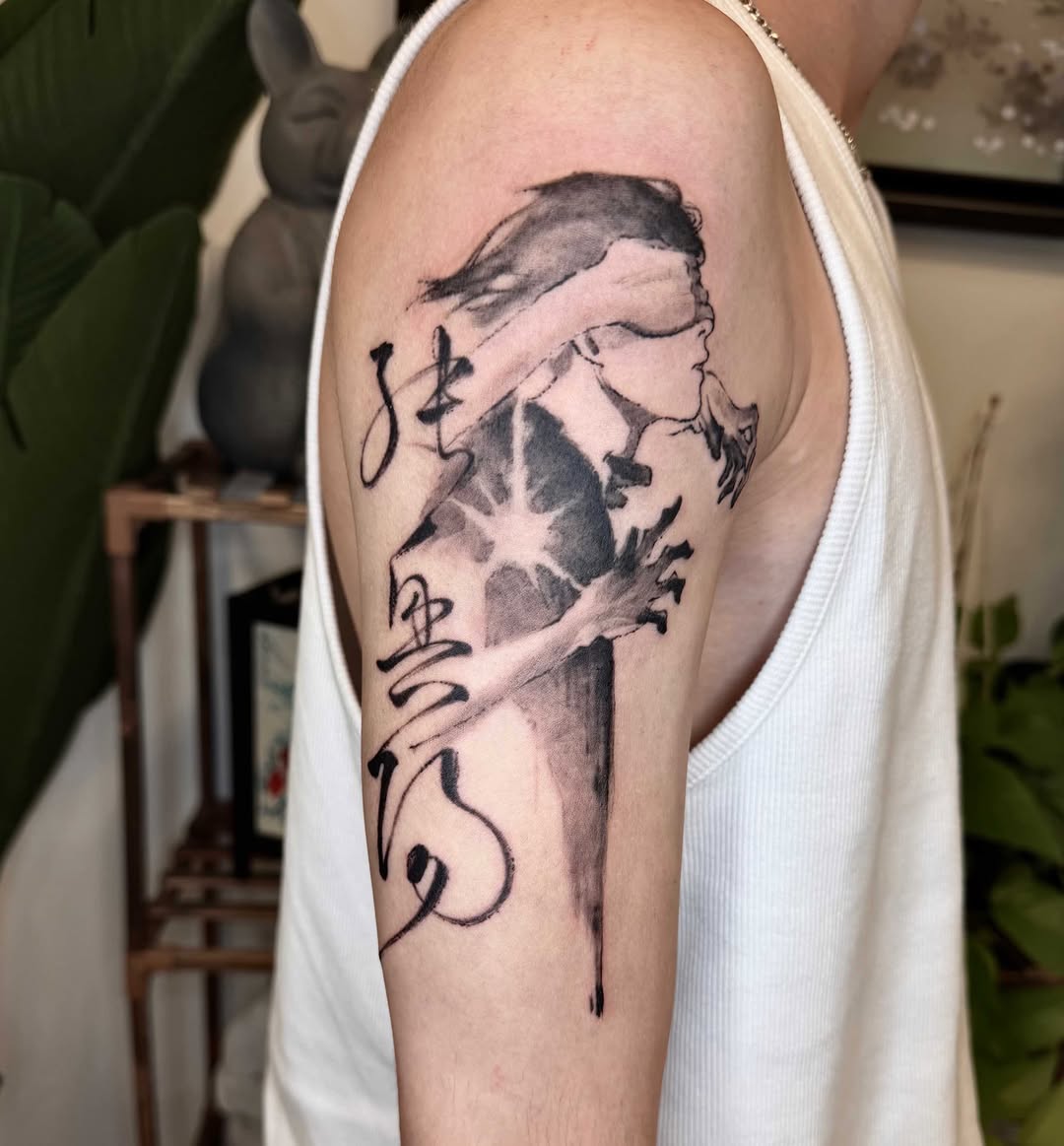 Tattoo by @xinnf_tattoo — illustrative, black_and_grey