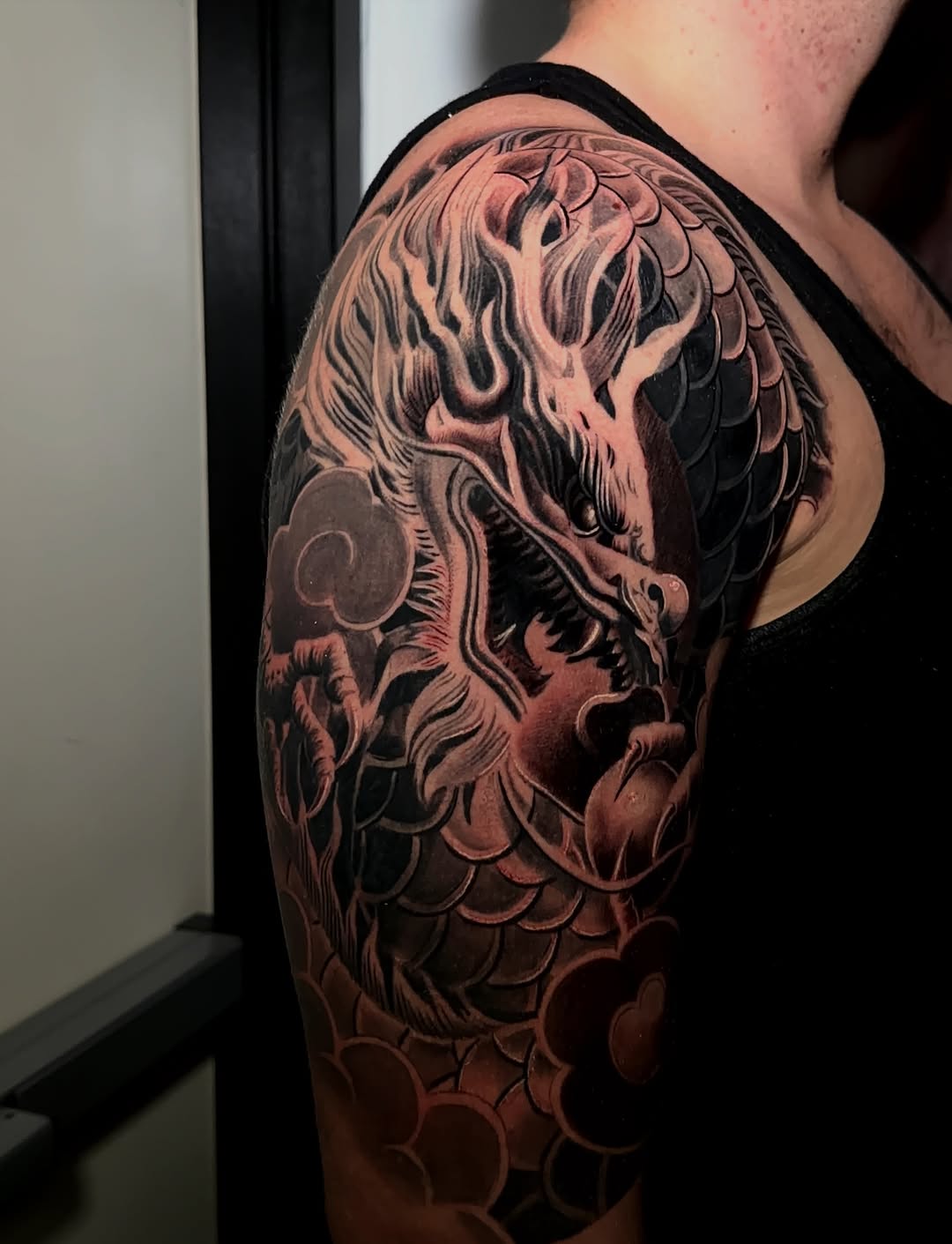 Tattoo by @tat2one β japanese_irezumi, black_and_grey