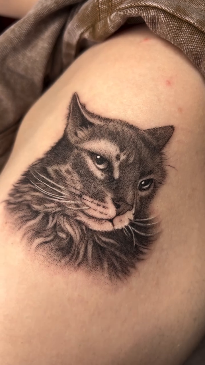 Tattoo by @hannahkaytattoos — realism, black_and_grey