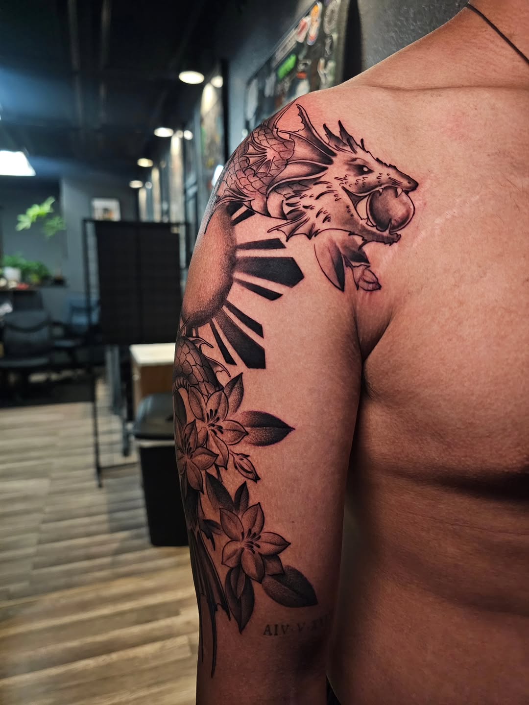 Tattoo by @mewskaadri — black_and_grey