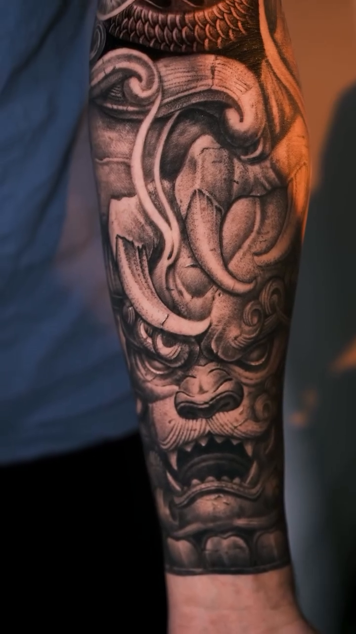 Tattoo by @byqeazy_eleven15 β japanese_irezumi, black_and_grey