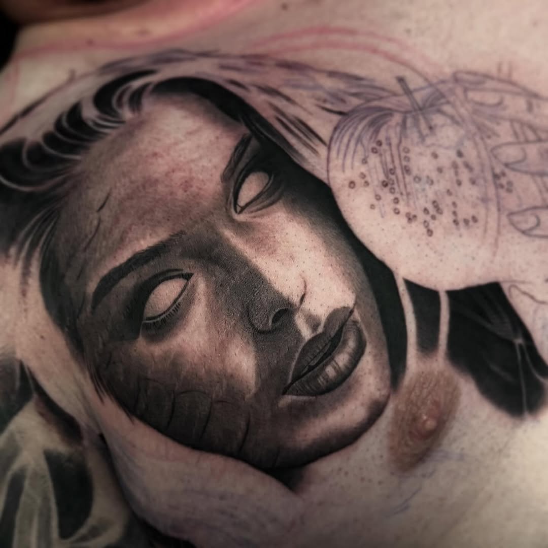 Tattoo by @angel_damiangg β realism, black_and_grey