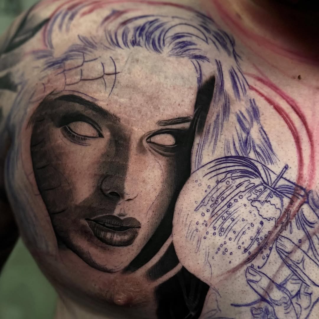 Tattoo by @angel_damiangg β realism, black_and_grey