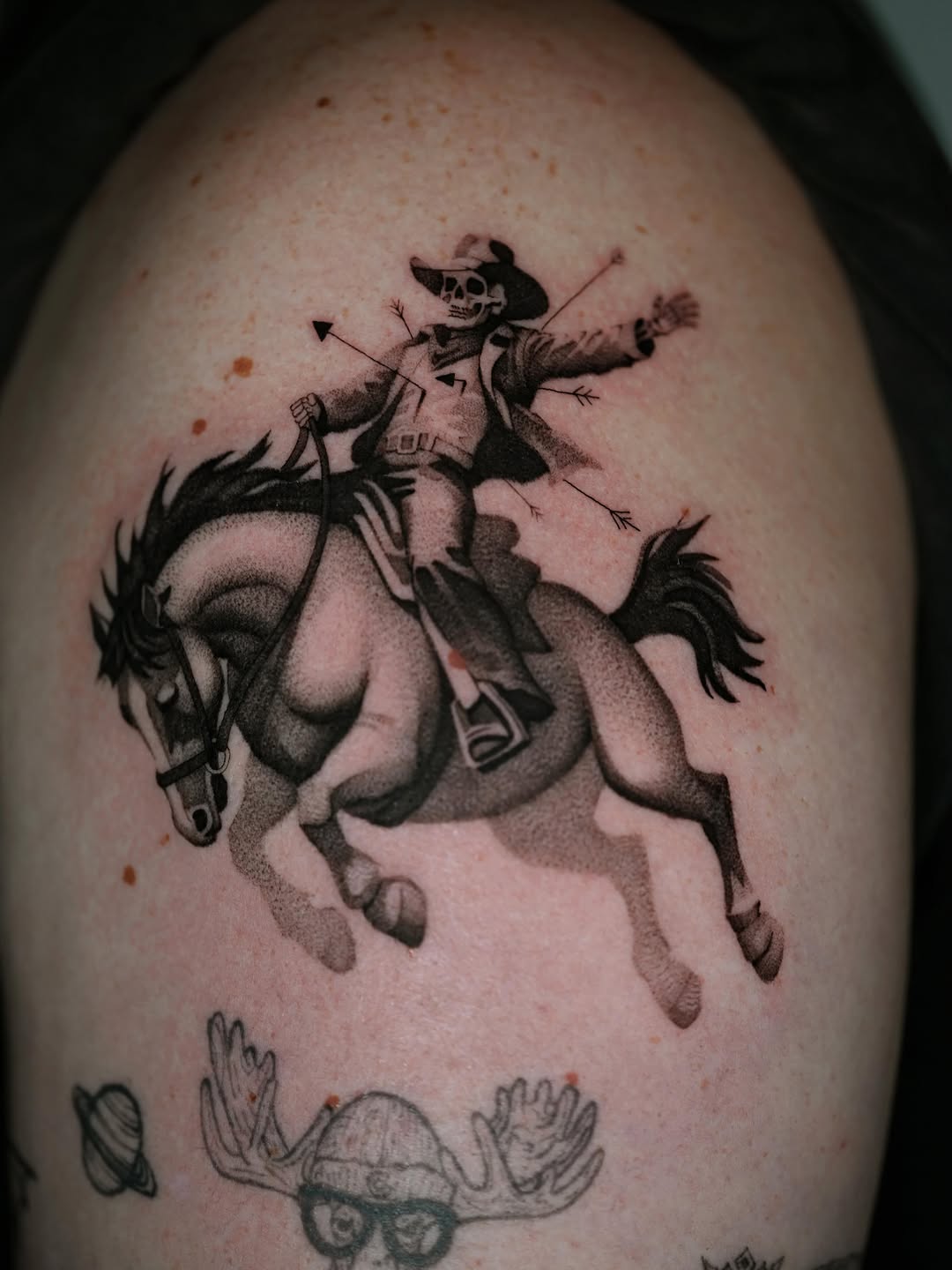 Tattoo by @domcozzaart — black_and_grey, dotwork
