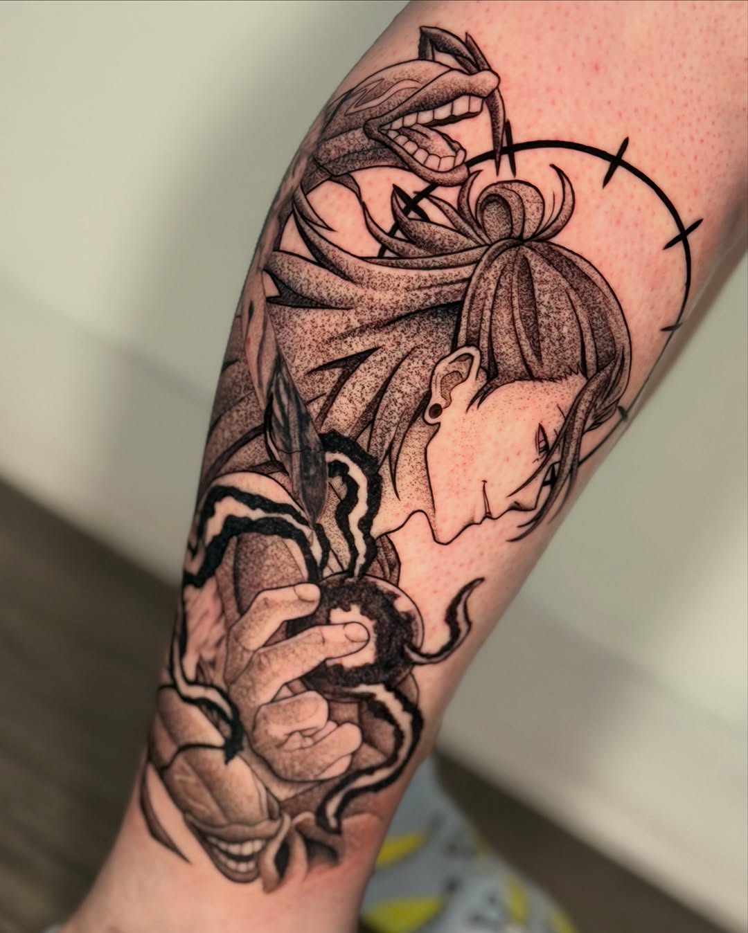 Tattoo by @nandojaa_ink — illustrative, black_and_grey