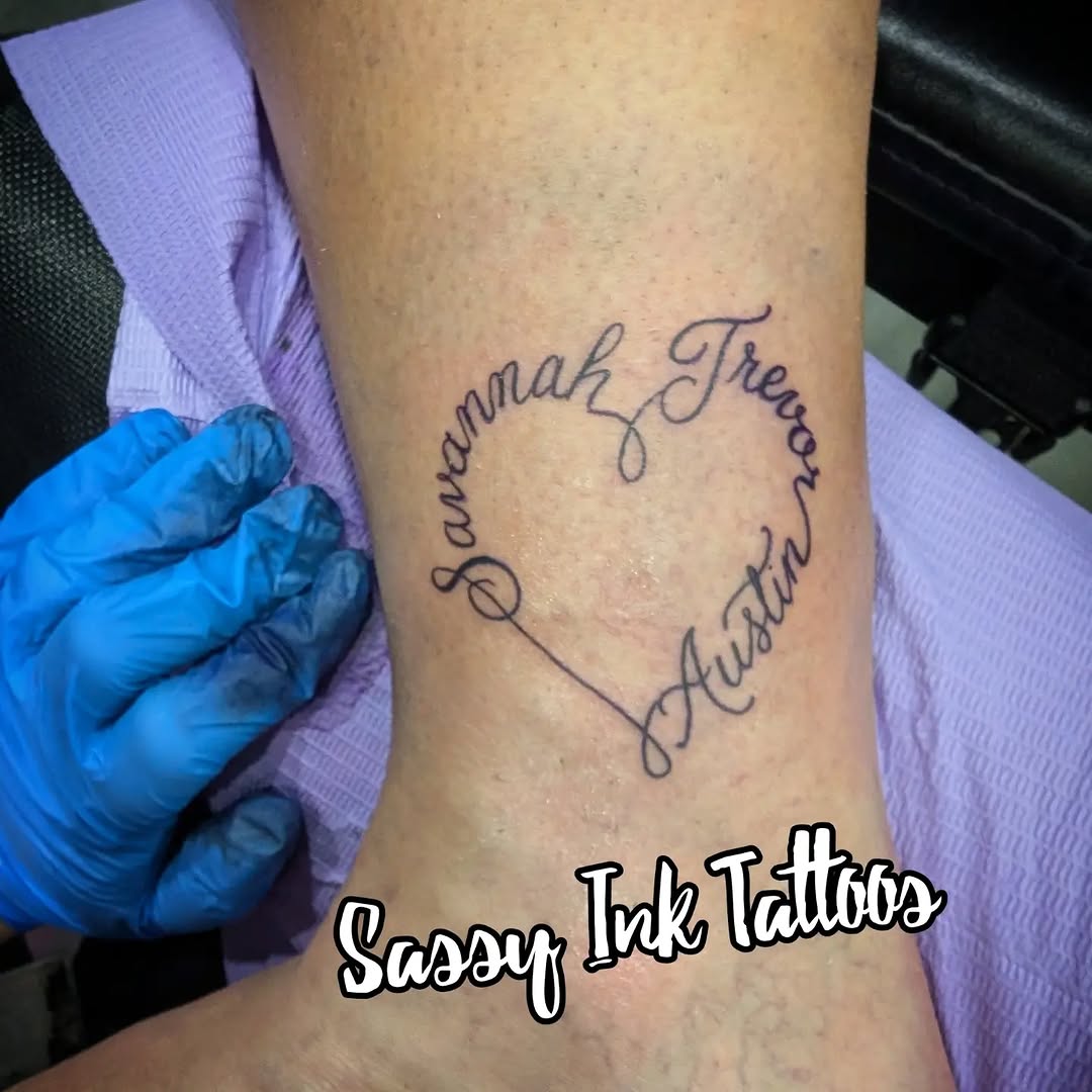 Tattoo by @sassyinktattoos — lettering_script, fine_line