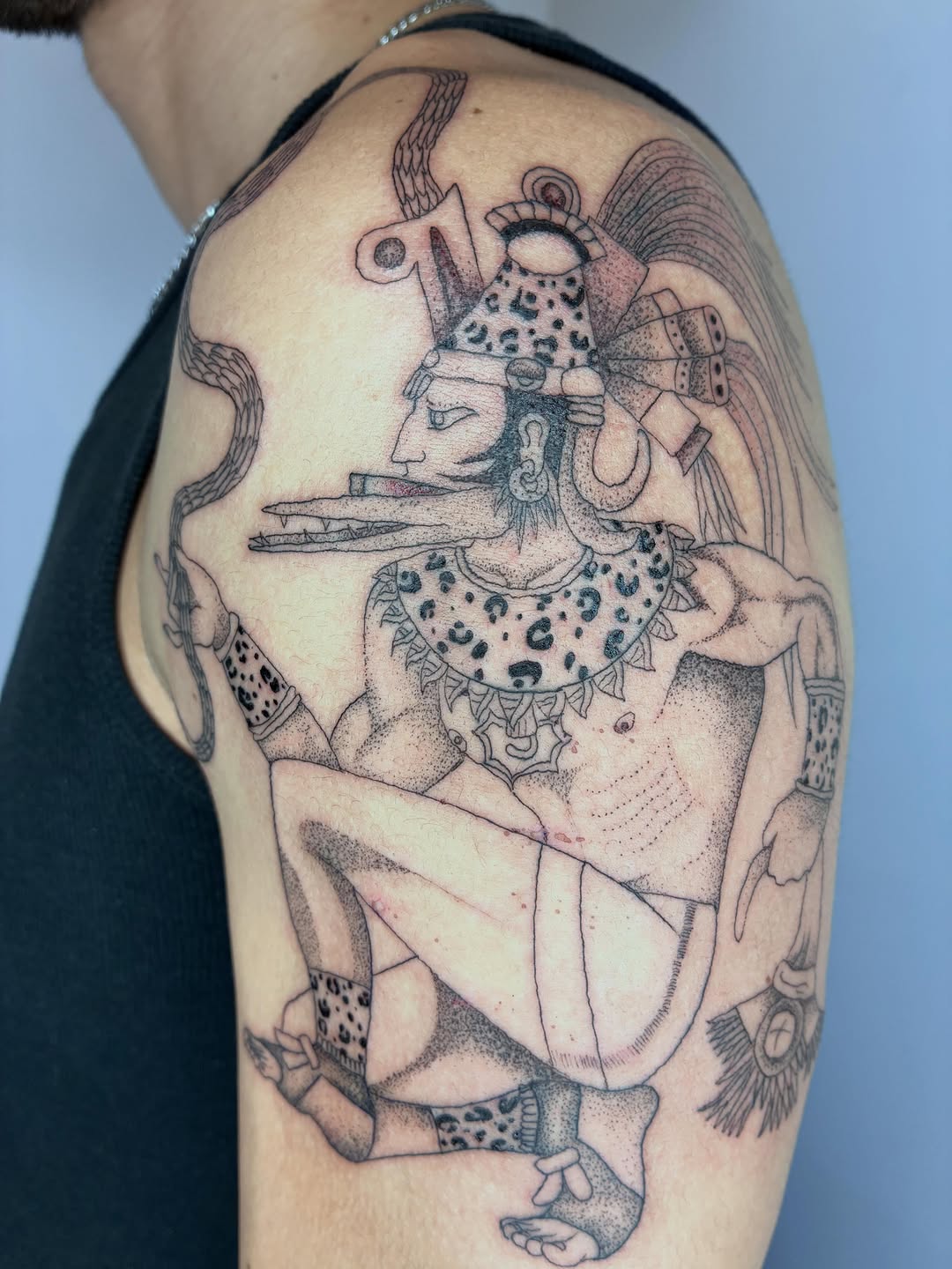 Tattoo by @geisha_ocelotl — illustrative, black_and_grey