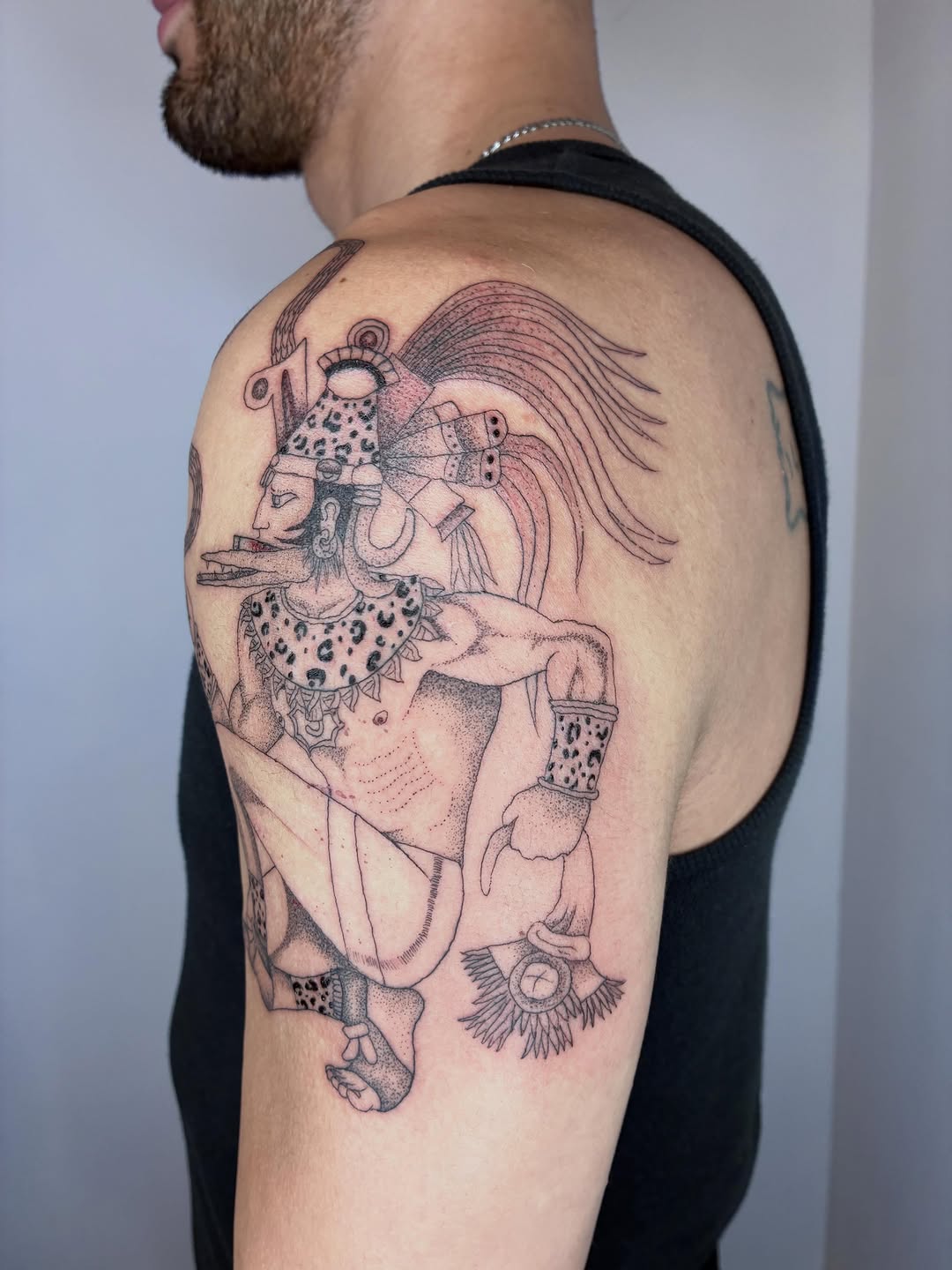 Tattoo by @geisha_ocelotl — illustrative, blackwork