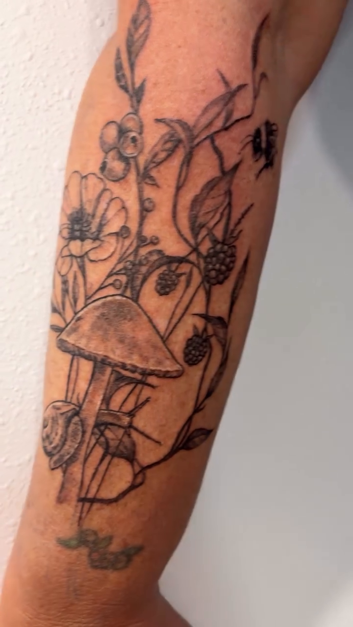 Tattoo by @emilyroseartistrytattoo — illustrative, dotwork