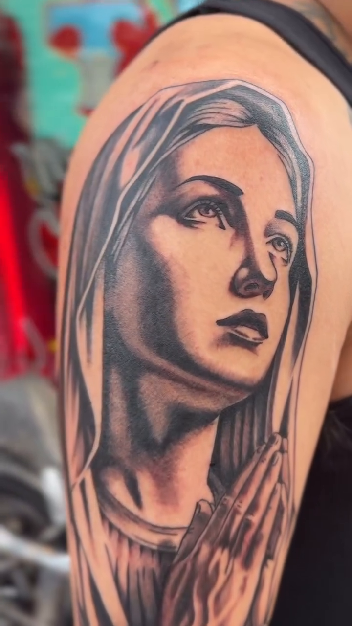 Tattoo by @tshawrk — black_and_grey, realism