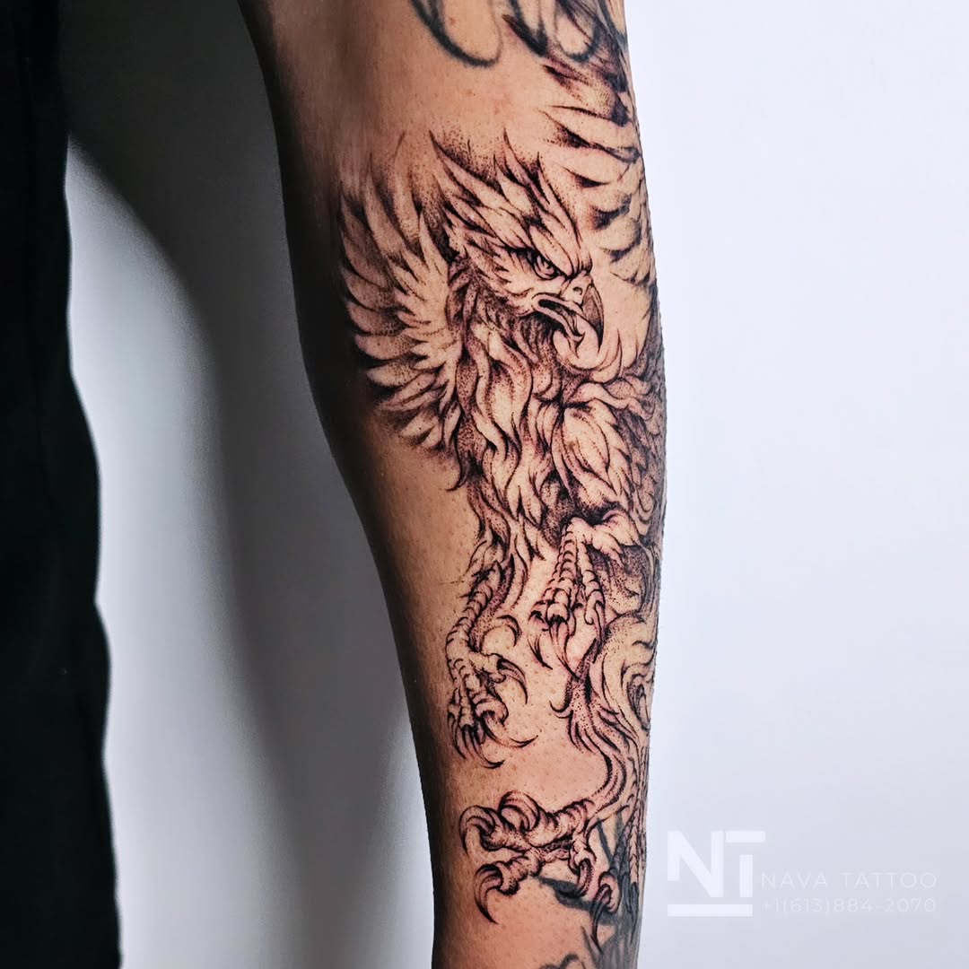 Tattoo by @navatattooo — dotwork, black_and_grey