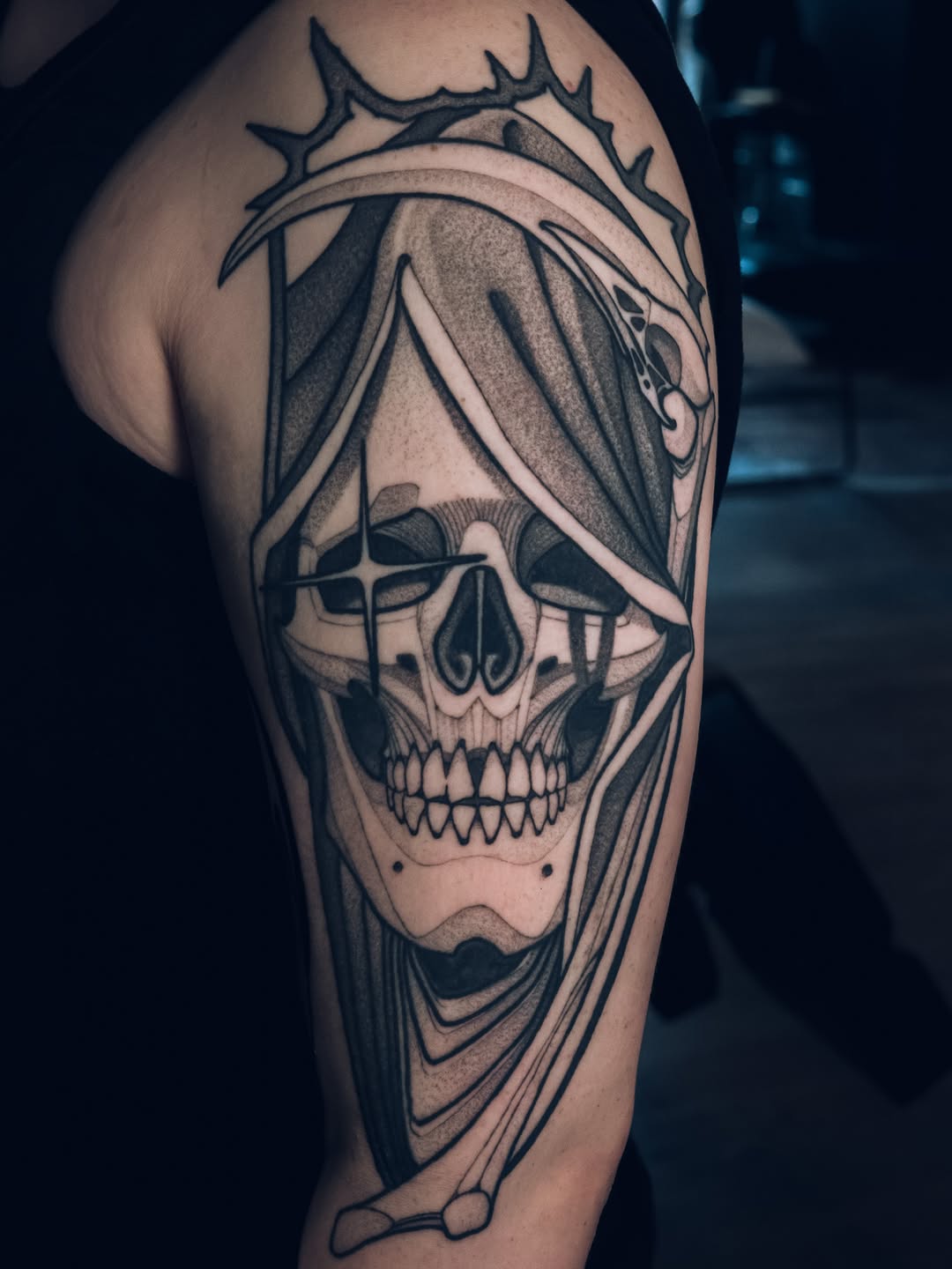 Tattoo by @deadcrown_ — blackwork