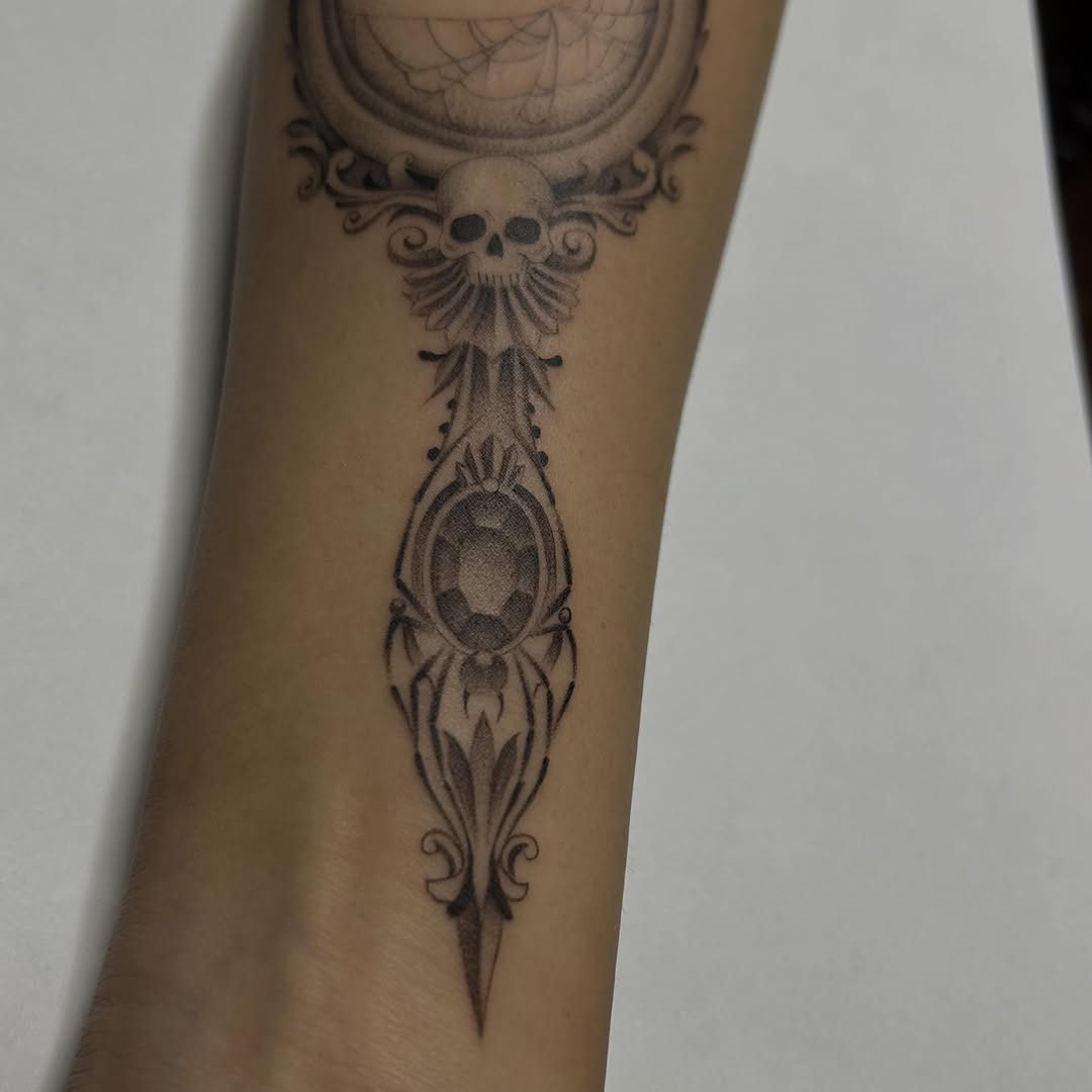 Tattoo by @tats.by.yana โ black_and_grey, ornamental