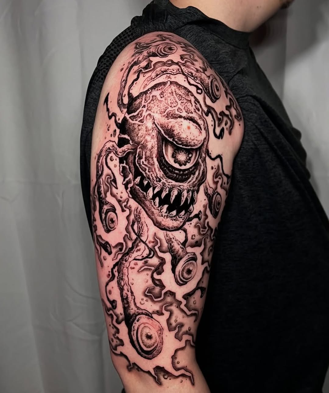 Tattoo by @tattoosbycameronj — black_and_grey, dark_realism