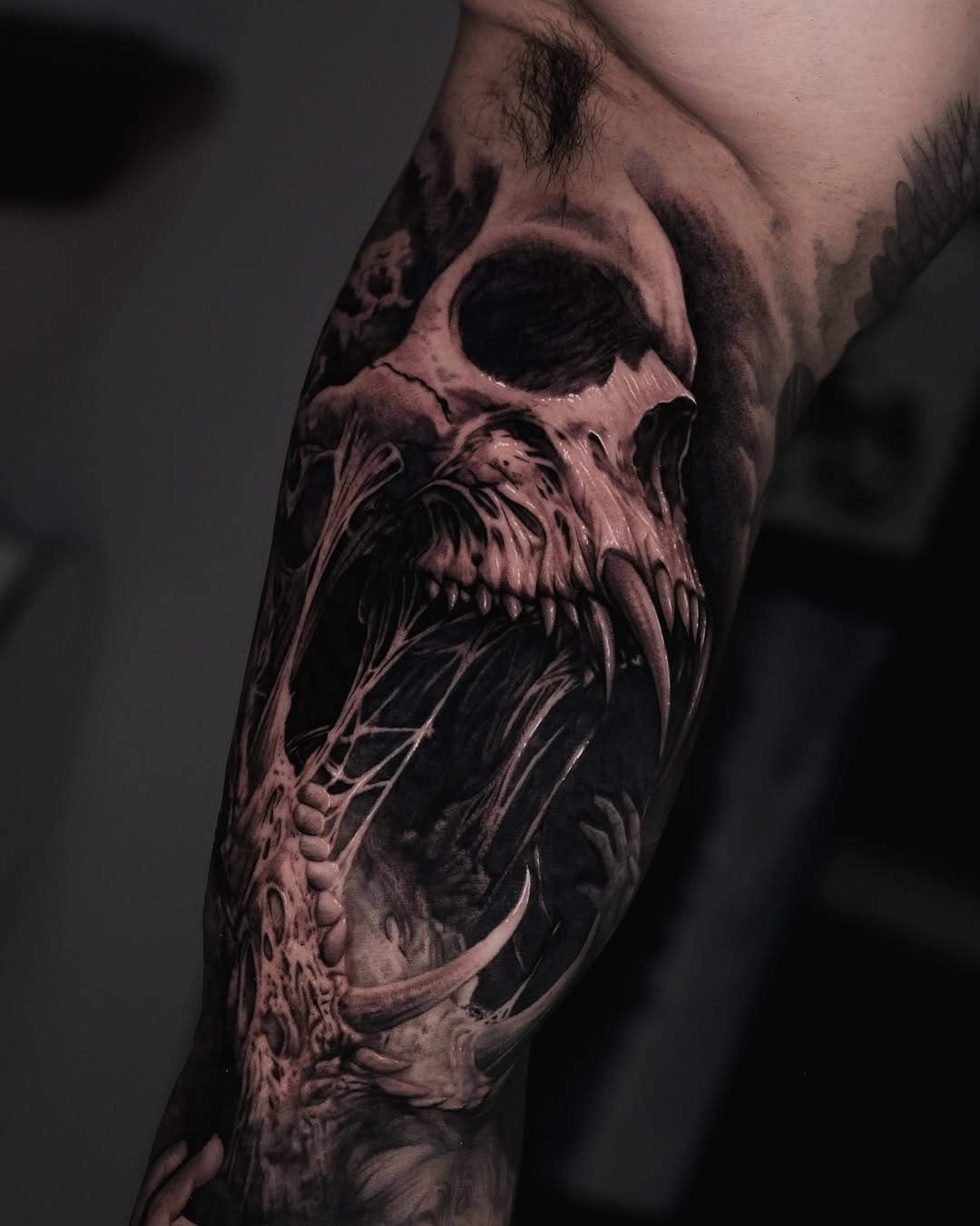 Tattoo by @by.daho โ dark_realism, black_and_grey