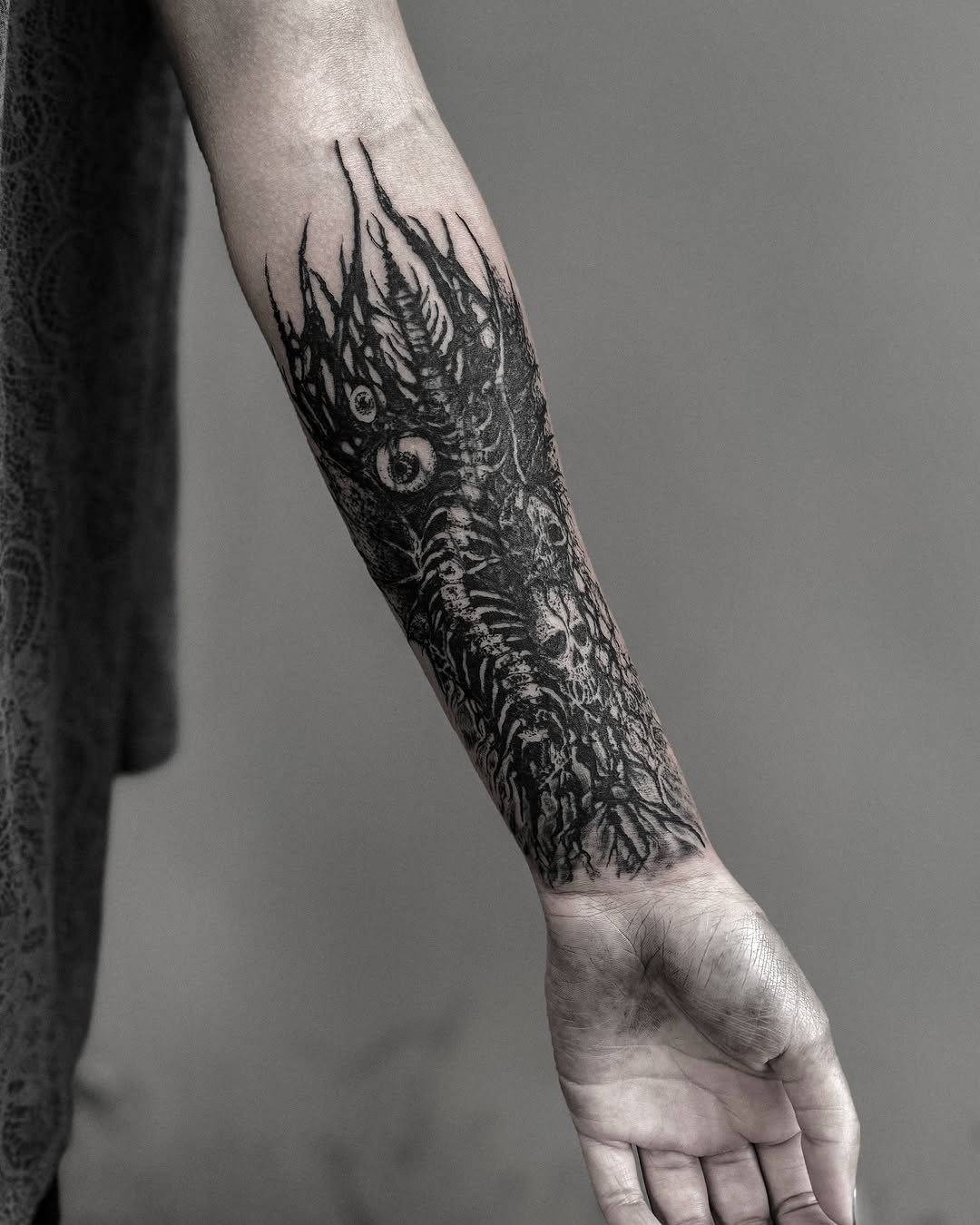 Tattoo by @inkofahma — blackwork, dark_realism