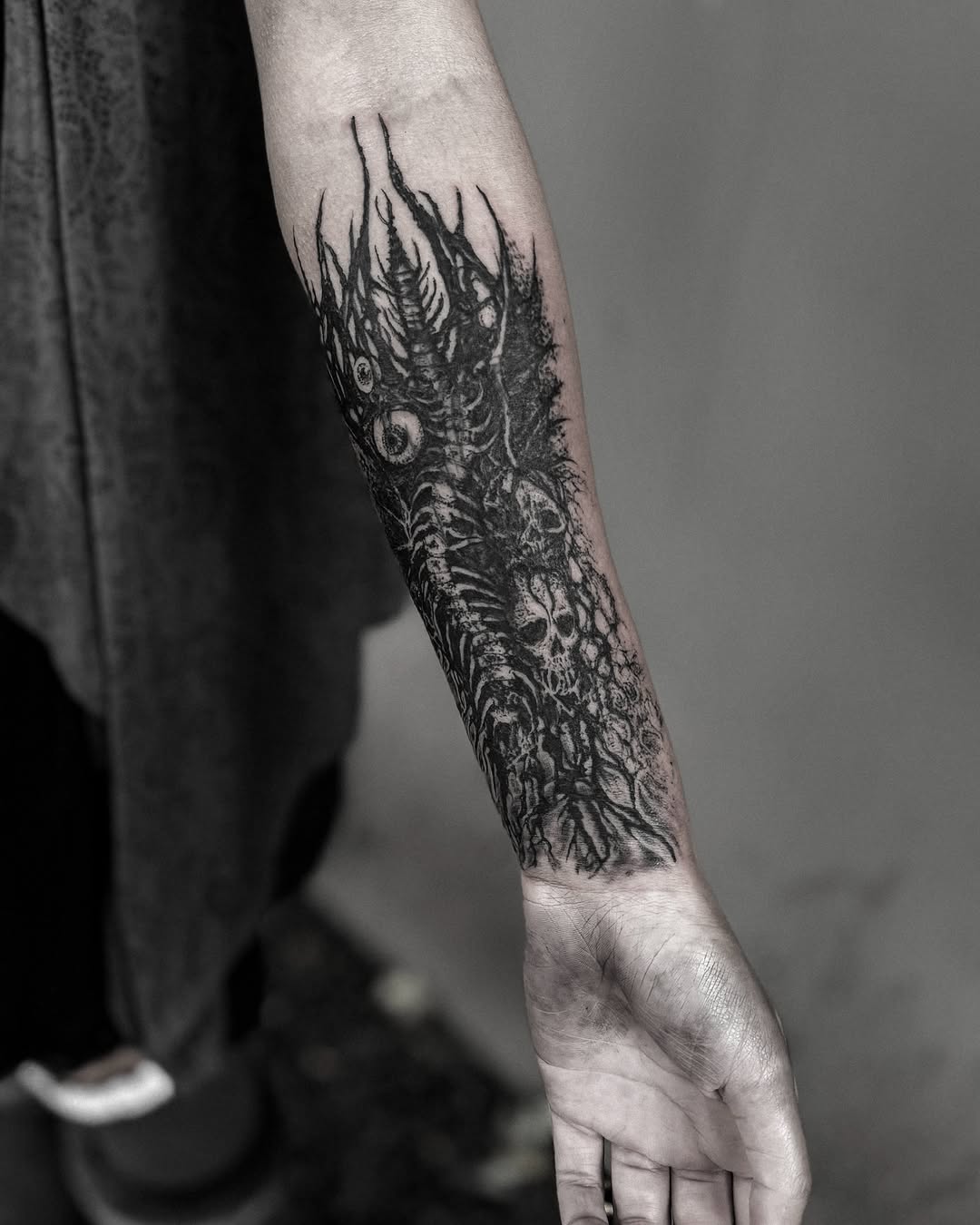 Tattoo by @inkofahma — blackwork, dark_realism