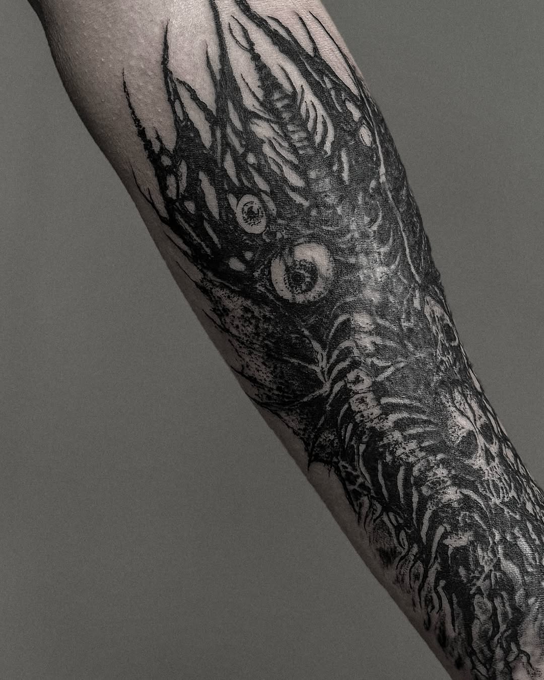 Tattoo by @inkofahma — blackwork, dark_realism